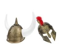 PENIKOKO 2 Pcs Viking Helmet Set for Carnival and Cosplay, Unique Golden Plastic Helmets Comfortable to Wear with Universal Size, Viking Costume Accessory for Men and Women