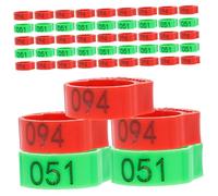 PENIKOKO 200pcs Chicken Leg Bands with Numbers Plastic Poultry Identification Rings in Bright Green and Red Lightweight Comfortable Tags for Chickens Ducks Geese and Small Breeds