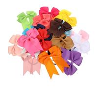 PENIKOKO 20Pcs Elastic Bowknot Hair Bands Fishtail Ponytail Holders for Handmade Bright Colors Sturdy Ribbon Scrunchies for Party Birthday Family Photos Random Color