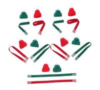 PENIKOKO 20pcs Mini Knit Hat and Scarf Set Lightweight Santa Hats for Crafts Wine Bottle Toppers Doll Accessories Versatile Christmas Decorations for DIY Projects and Party Embellishments