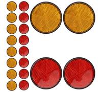 PENIKOKO 20PCS Round Red Reflective Bike Warning Reflectors Stick-On Safety Stickers Weatherproof Cycling Rear Reflectors for Bicycle and Vehicle Visibility