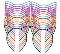 PENIKOKO 24pcs Cat Ear Headbands for Women and Teens Plastic Durable Hair Accessories Adorable Sweet Style Secure Grip Party Costume Cosplay Decoration Colors