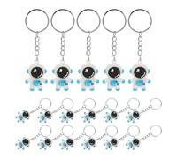 PENIKOKO 24pcs Mini Astronaut Keychain Party Favors PVC Soft Cartoon Spaceman Key Ring 3.8cm Blue Ring Cute Purse Accessories and School Reward Prizes for Birthday Carnival