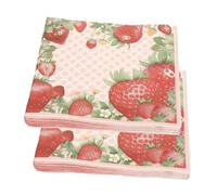 PENIKOKO 2pack Strawberry Print Napkins Disposable Summer Fruit Table Napkins for Party Wedding Graduation