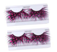 PENIKOKO 2Pairs Pink False Eyelashes Handmade Reusable Extra Extension Costume Lashes for Dance and Special Occasions Glamorous Natural Look