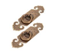 PENIKOKO 2pcs Antique Brass Cabinet Pull Handles Retro Style Drawer and Wardrobe Door Handles Resistant Solid Brass Replacement for Cupboard and Furniture Smooth Polished Surface