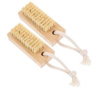 PENIKOKO 2pcs Bamboo and Sisal Fingernail Scrub Brushes with Beech Wood Handle, Stiff Bristle Nail Cleaning Tools under Nails and Finger Care, Suitable for Professional and Home Use