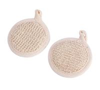 PENIKOKO 2Pcs Bath Loofah Bath Scrubber Towel 3.14X3.14X0.39In Generates Rich Foams Softens over Time Beige Cotton Pitting Toweling for Bathing Daily Deep Cleansing