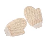 PENIKOKO 2pcs Beige Dual-sided Body Scrub Gloves for Adults Natural Sisal Exfoliating Bath Mitts with Deep Pore Cleaning and Gentle Plush Surface for Shower Spa and Skin Care