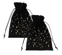 PENIKOKO 2pcs Black Velour Tarot Storage Bags with Drawstring, Portable Tarot Card Holders and Pouches for Avoiding Losing Cards, for Travel and Wrapping