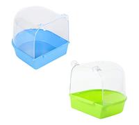 PENIKOKO 2Pcs Creative Parrot Bathing Basins for Caged Birds Bird Shower Tubs with Curved Opening Stress Relief and Activity Increase Suitable for Pets and Cage Hanging