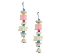 PENIKOKO 2pcs Creative Parrot Chewing Calcium Supplement Bird Bite Plaything for Mental Physical Health Multifunctional Hanging for Parakeets Conures and Small Pets Random Color