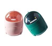 PENIKOKO 2pcs Cute Dinosaur Mini Desktop Trash Can with Flip Lid Small Plastic Wastebin for Office and Home Portable Tiny Countertop Garbage Bin for Paper Scraps and Small Debris Green and