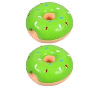 PENIKOKO 2pcs Donut Shaped Squeaky Latex Dog for Puppies Non-toxic Chew for Teething Interactive Playtime and Training Light Green Pet for Aggressive Chewers
