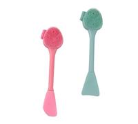 PENIKOKO 2pcs Dual-head Silicone Facial Cleansing Brush Set Fish Tail Blade Shape Heads for Deep Cleaning and Makeup Removal, Green and Pink Face Mask Application Brushes for Skincare