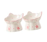 PENIKOKO 2pcs Elevated Ceramic Cat Neck Protection Bowls Tilted Raised Food and Water Feeders for Comfortable Mealtime Easy Clean Smooth Surface Bowls for Cats Kittens and Puppies