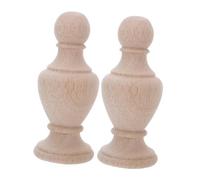 PENIKOKO 2pcs European Style Staircase Finials Unfinished Bed Post Finial Toppers with Unique Round Hourglass Design Sturdy Wood Carvings for Staircases and Bed Posts for Home Renovations