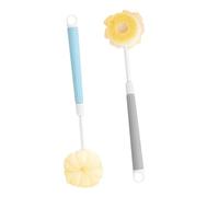 PENIKOKO 2pcs Extendable Long Handle Shower Brush Double-Sided Soft Bristle Bath Scrubber for Gentle Exfoliation and Deep Cleaning Suitable for Men and Women