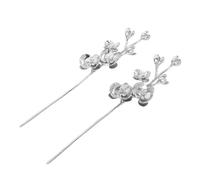 PENIKOKO 2pcs Flower Hairpin Stick Lightweight Chinese Style Hair Styling Pins with Vivid Orchid Design and Fine Brushed Finish for Hanfu Bridal Party Hairstyles