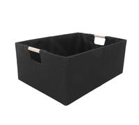 PENIKOKO 2pcs Foldable Fabric Storage Boxes with Handle, Rectangular Large Capacity Organizer Bins for Wardrobe and Shelf Storage, Black 42x31x17cm