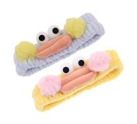 PENIKOKO 2pcs Funny Big-eyed Plush Hair Band for Women Soft Elastic Skin Care Hairband for Face Washing Makeup Spa Daily Use Cute Cartoon Design Blue Yellow