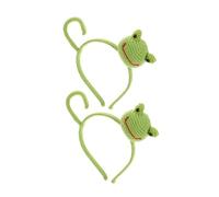 PENIKOKO 2pcs Funny Makeup Headband Handmade Frog Charm Headband for Women Vintage Style Crochet