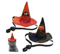 PENIKOKO 2Pcs Halloween Pet Costume Hats Black Pumpkin Smile Orange Design Comfortable Cosplay Caps for Dogs and Cats Party Photo Props and Daily Wear Accessory Random Color