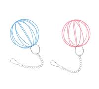 PENIKOKO 2Pcs Hanging Rabbit Feeder Balls for Pet Cages Space Saving Grass Holders with Chains Suitable for Hay and Alfalfa Feeding Easy to Use for Rabbits and Small Pets Includes Pink and