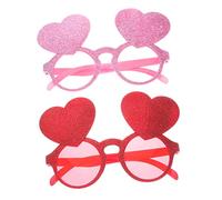 PENIKOKO 2pcs Heart Shape Fun Glasses Unique Bachelorette Party Eyeglasses Lightweight Comfortable for Photo Booth Props Vibrant Colors for Romantic Celebrations