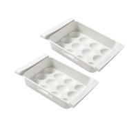 PENIKOKO 2pcs Large Capacity 12-grids Egg Storage Boxes Drawer Type Plastic Refrigerator Organizers White Space Saving Egg Holders for Kitchen Use