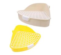 PENIKOKO 2Pcs Leak Pet Litter Box with Detachable Mesh for Small Animals Rounded Edges to Prevent Scratches Capacity Rabbit Potty Tray for Bunny Cat Hamster Puppy Squirrel and Guinea Pig