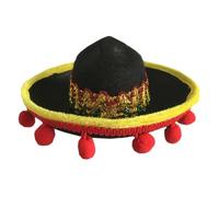 PENIKOKO 2Pcs Mini Mexican Style Dog Hat with Red Ball Lightweight Woven Hat for Puppy Photo Shoot Birthday Party Halloween Christmas and Daily Wear