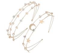 PENIKOKO 2pcs Multi-layer Metal Headbands for Women Party and Wedding Hair Accessories, Elegant Golden Bridal Hairband Ornament Creating New Hairstyles with Shining Crystal Decoration