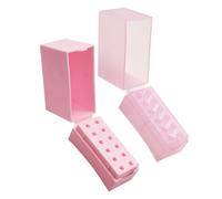 PENIKOKO 2pcs Nail Drill Bits Holder Storage Box with Portable Manicure Polishing Head Organizer Case for Salon and Home High-grade Plastic Pink and Transparent