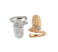 PENIKOKO 2pcs Nail Jewelry Rings for Women Stylish Rhinestone Fingertip Rings Fashionable Nail Art Decorations Easy to Apply Fingernail Accessories for Glamorous Looks