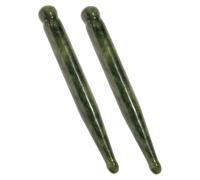 PENIKOKO 2pcs Natural Xiuyan Jade Massagers Facial Gua Sha Tools for Muscle Tension Relief and Trigger Point Therapy Dual Head Manual Acupuncture Pen for Face and Eye Care Salon Grade