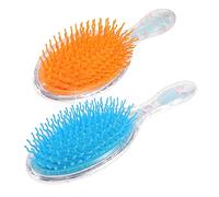 PENIKOKO 2pcs Paddle Hair Brush Set with Plastic Airbag Comb for Women and Children, Detangling Wave Brushes with Massage Function, Unicorn Pink and Rainbow Cloud Glitter Colors for Daily Hair Care