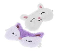 PENIKOKO 2pcs Plush Animal Sleeping Eye Mask for Teens Women Soft Contoured Blindfold with Adjustable Strap Light Blocking Cute Fox Rabbit Design for Comfortable Sleep and Nap