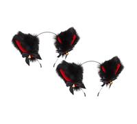 PENIKOKO 2pcs Plush Cat Ear Headband Lightweight Furry Hair Accessory with Bells for Women Festival Party Cosplay Stylish Animal Ears Headwear