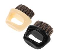 PENIKOKO 2pcs Professional Beard Brush and Barber Neck Duster Set Knuckle Ring Design, Natural Boar Bristle Facial Hair Brush for Men’s Grooming and Hair Styling