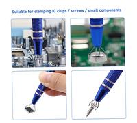 PENIKOKO 2pcs Prong Grabber Ic Chip Extractor Tool Claw Pickup Tool for Electronic Components and Screws Spring Loaded Precision Component Puller for Small Parts Gripping Blue Black