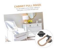 PENIKOKO 2Pcs Retro Style Small Hemp Rope Handles Black Iron Art Pulls for Wardrobe Door Cabinet Easy Installation Rustic Vintage Decoration for Home Furniture