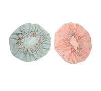 PENIKOKO 2pcs Shower Caps for Women Double Layer Bathing Hair Cover Elastic Band Design for Bathing Spa and Makeup Heart Colors