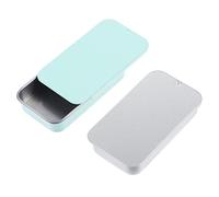 PENIKOKO 2pcs Sliding Lid Bird Food Box Metal Bird Feeder Case for Outdoor Training Parrots Silver and Jade Green