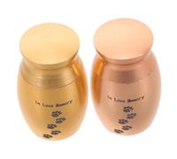 PENIKOKO 2pcs Small Pet Memorial Urns Metal Keepsake Ashes Holder with Paw Print Cremation Box for Dog Remains Hair Tooth Storage Gold Rose Gold Tribute