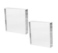 PENIKOKO 2pcs Transparent Glass Paperweight Square Blocks Stable Desk Decor for Office Study Calligraphy and Sewing Compact Heavy Paperweights for Home Workspace Gift