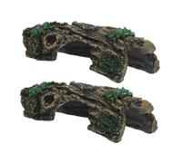 PENIKOKO 2pcs Turtle Shelter Tree Trunk Hideout with Basking Platform for Aquarium Reptile Amphibian Fish Tank Decor Hollow Tree Ornament and Easy Maintenance