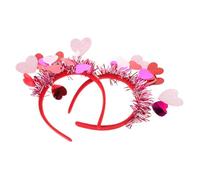 PENIKOKO 2Pcs Valentine’S Day Red Sequin Heart Headbands with 4 Heart Decorations, Sparkly Hair Hoops for Women’S Party, Romantic Valentine Headwear for Holiday and Photo Booth