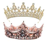 PENIKOKO 2pcs Vintage Rhinestone Bridal Headband Elegant Baroque Crystal Pearl Tiaras for Women Wedding Party Lightweight Comfortable Hair Hoop Decor for Bride and Special Occasions