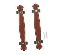 PENIKOKO 2PCS Vintage Style PU Leather Drawer Pull Handles Zinc Alloy Base Light Brown Handmade Cabinet Door Handles for Kitchen Bathroom Dressers Trunks